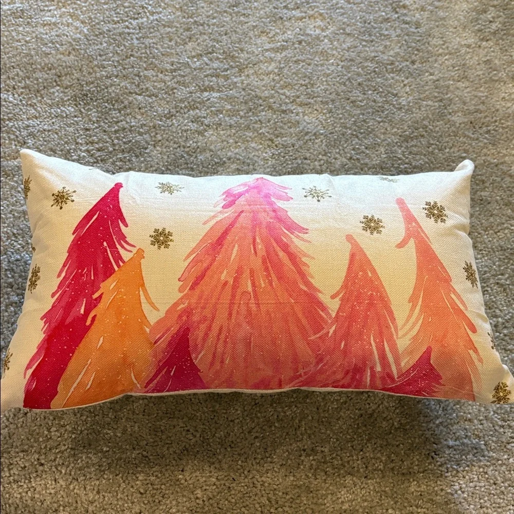 Pink and Orange Tree Design Pillow